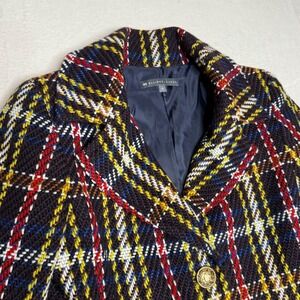 ELLIOTTLUREN Plaid Blazer Jacket Women's Size 6 Gold Button Wool Blend